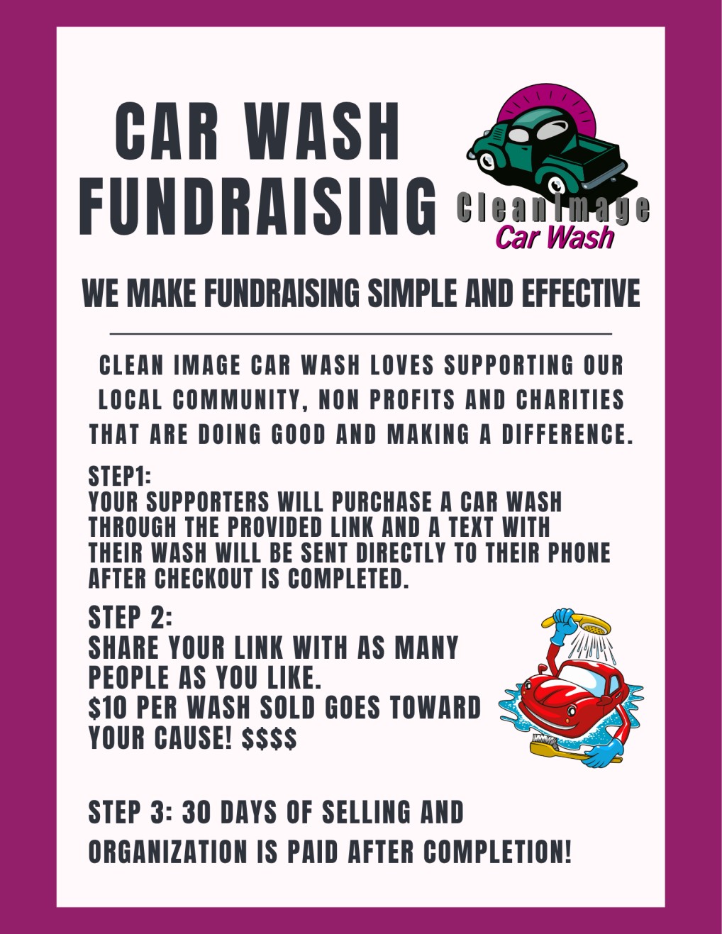Car Wash Fundraising Opportunities at Clean Image Car Wash and Professional Detailing Center